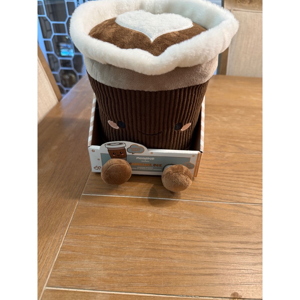 Moonpop x Sundays Caffeine Joe Warming Plushie Lavender Scented Coffee Cup NEW